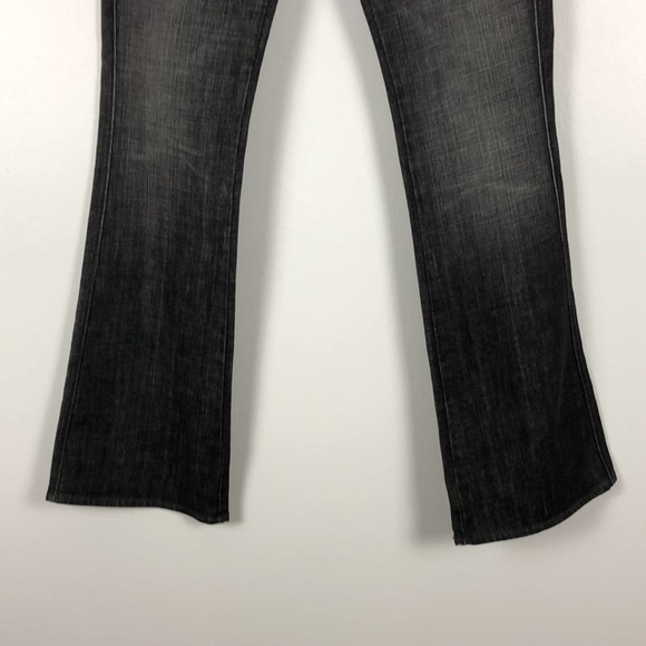 7 for All Mankind 5 pocket distressed embroidered black wash flare leg jeans 28 - Picture 2 of 7